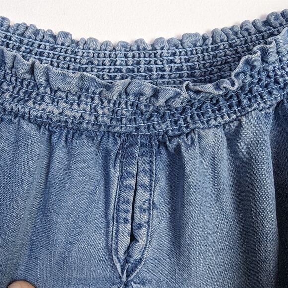 Joseph Ribkoff Blue Off The Shoulder Floral Lace Bell Sleeve Tencel Blouse Sz 12 - Picture 9 of 10